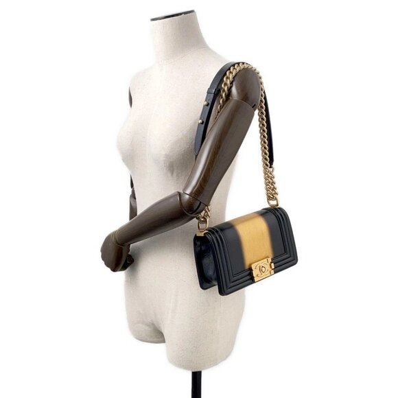 CHANEL Boy Chanel ChainShoulder Size Small Leather Black/Gold A67085 - Picture 4 of 14